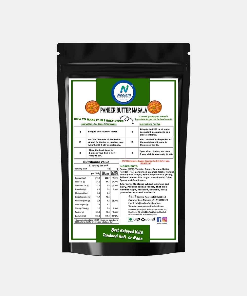 Neelam Freeze Dried Paneer Butter Masala 90 Gm