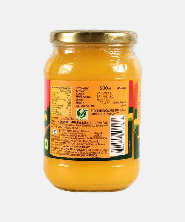 ORGANIC INDIA ORGANIC DESI COW GHEE 500 ML