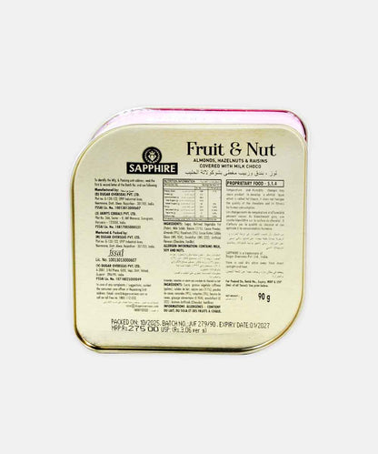 Sapphire Fruit & Nut Almond Hazelnut & Raisins Covered With Milk Chocolate 80 Gm
