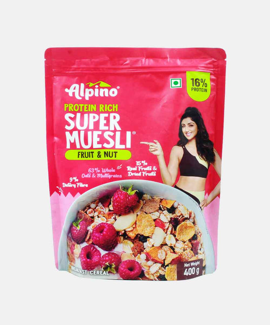 Alpino High Protein Super Muesli Fruit & Nuts 400 Gm