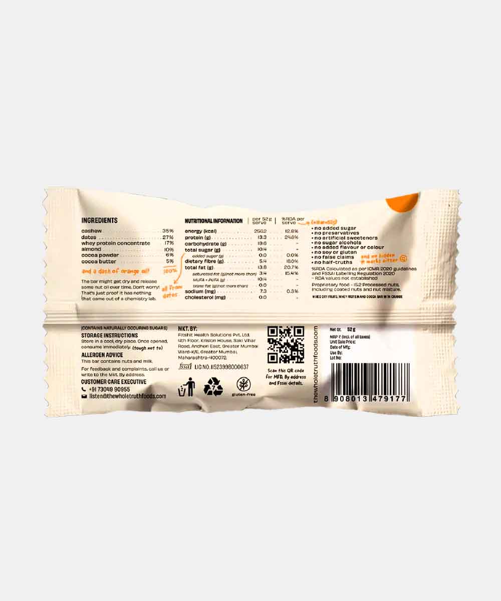 The Whole Truth Orange Cocoa Bar 52 Gm