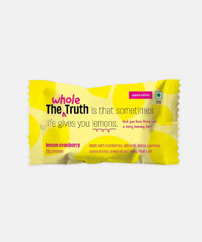 The Whole Truth Lemon Cranberry Bar 52 Gm