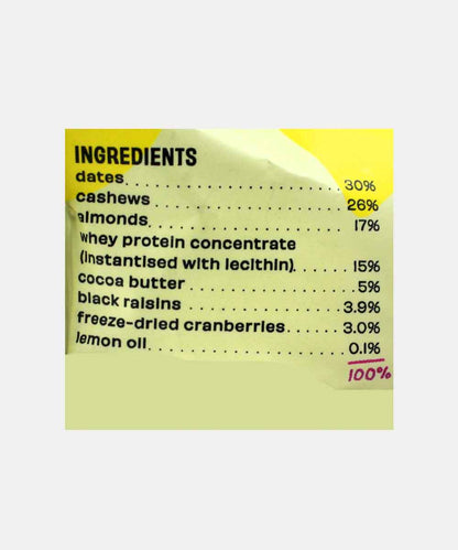 The Whole Truth Lemon Cranberry Bar 52 Gm