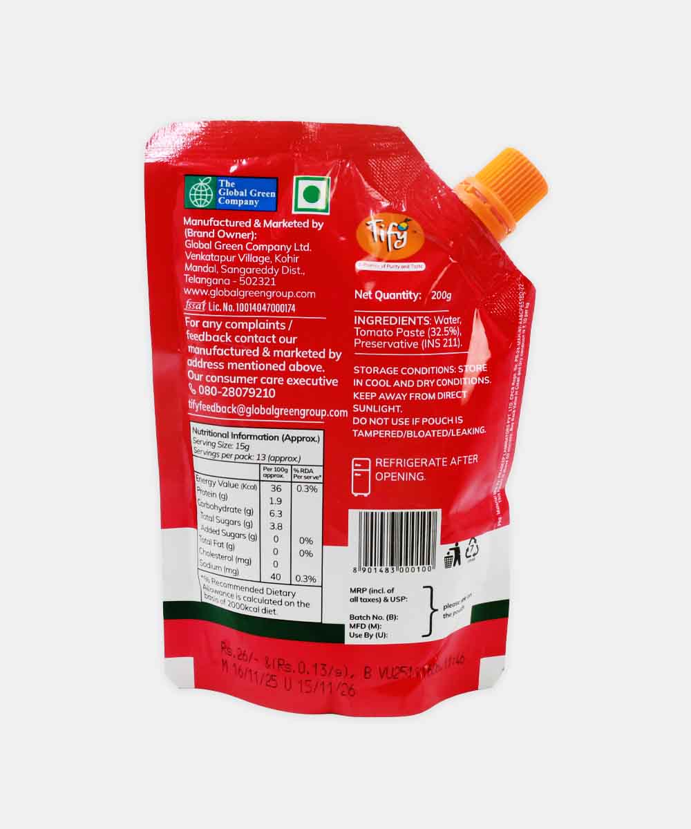 Tify Tomato Puree Pouch 200 Gm
