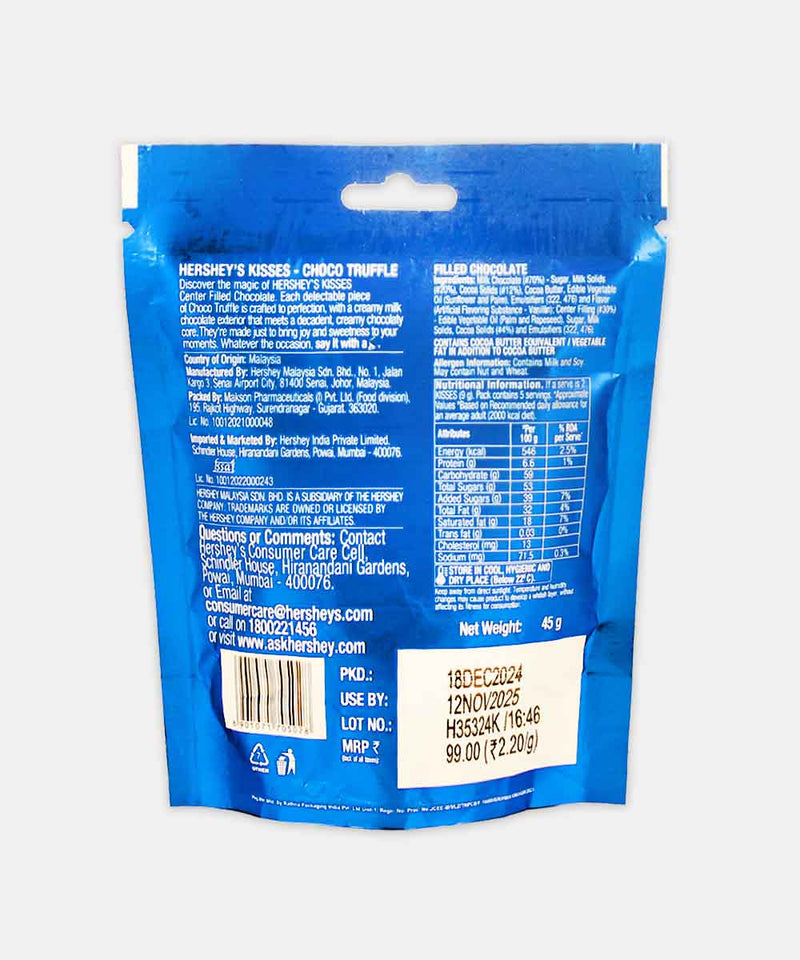 HERSHEYS KISSES CHOCO TRUFFLE CHOCOLATE 45 GM