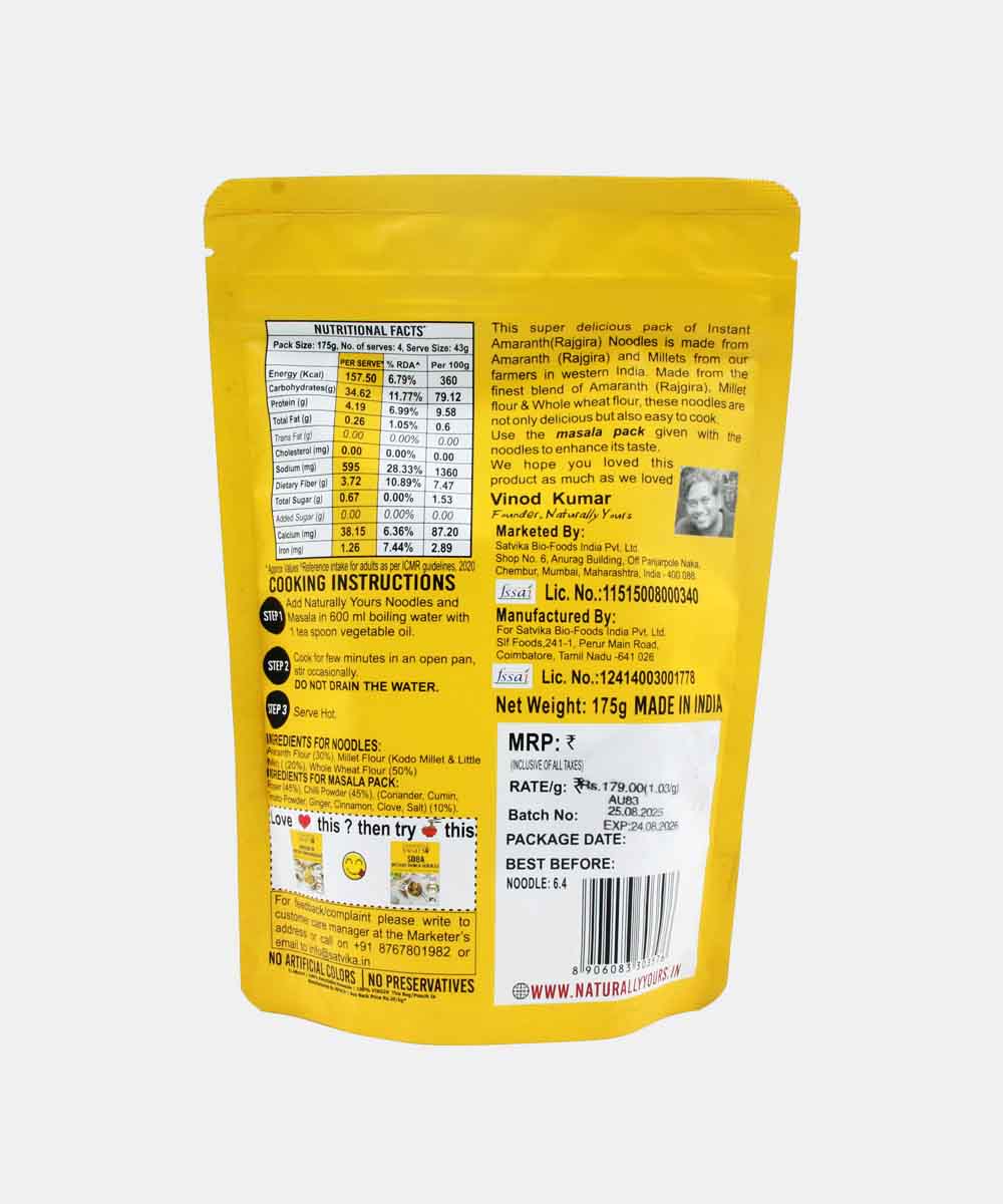 Naturally Yours Amaranth Instant Ramen Noodles 175 Gm