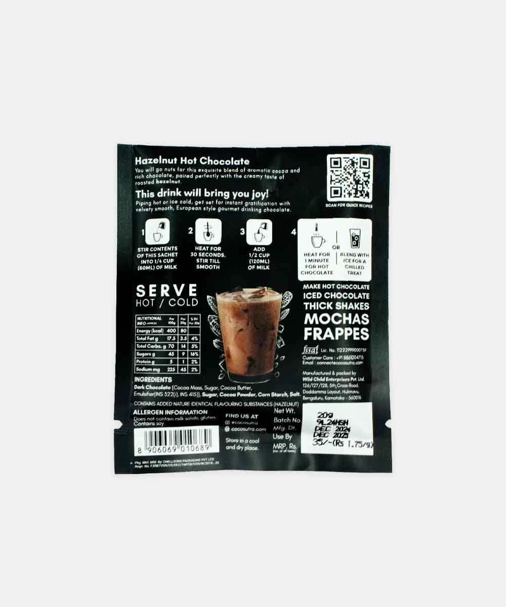 Cocosutra Hot Choco Hezelnut Drinking Chocolate 20 Gm