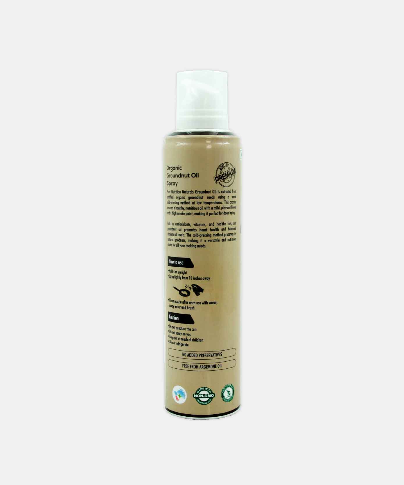 Pure Nutrition Naturals Organic Groundnut Oil Spray Cold Pressed 200 Ml