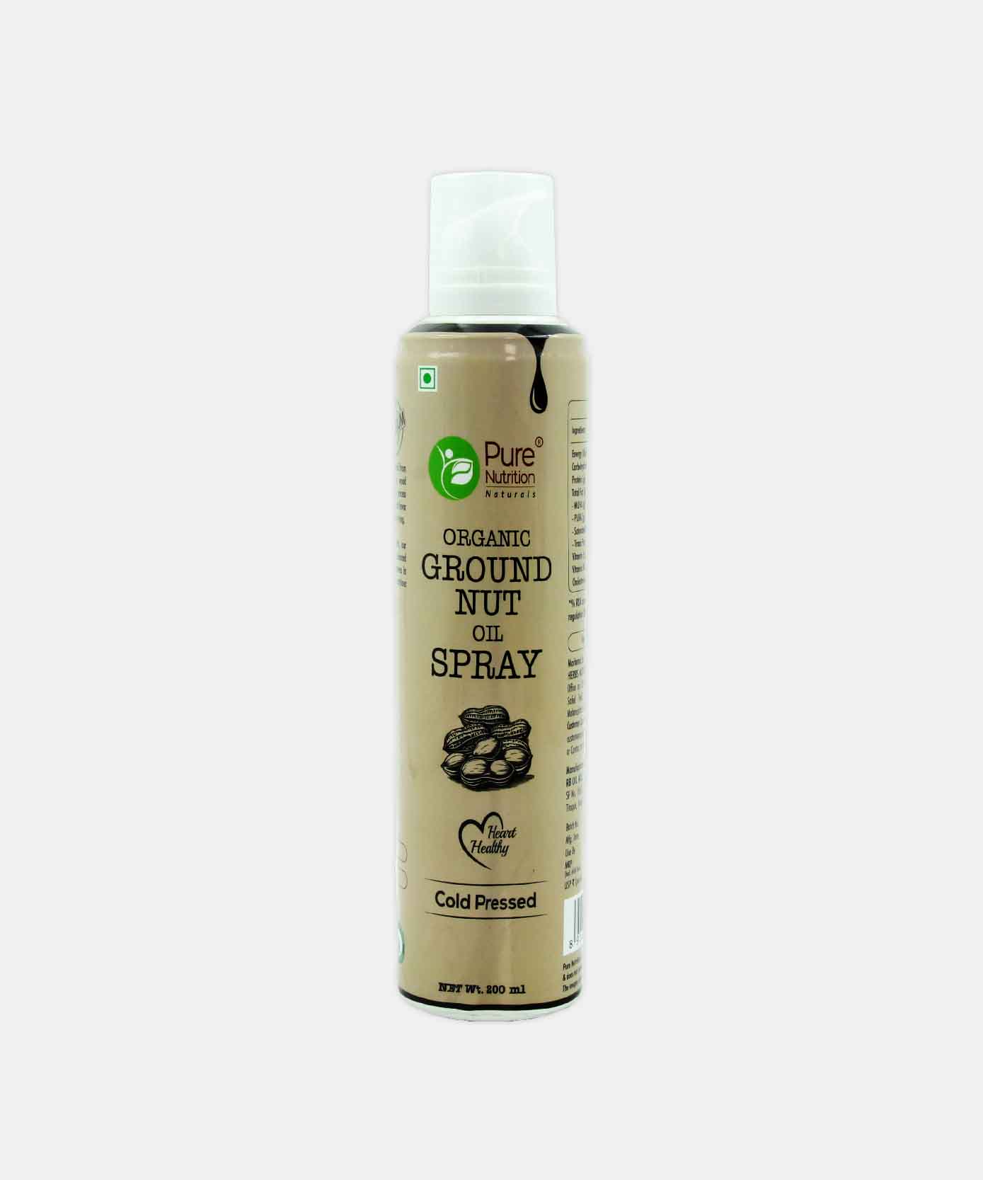 Pure Nutrition Naturals Organic Groundnut Oil Spray Cold Pressed 200 Ml