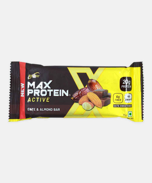 Ritebite Max Protein Active Date & Almond Protein Bar With 20G Protein, 6G Fiber 75 Gm