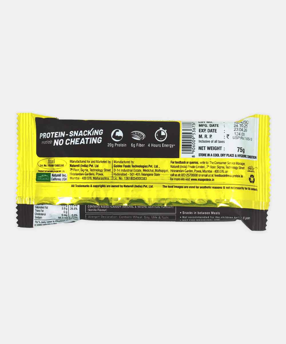 Ritebite Max Protein Active Date & Almond Protein Bar With 20G Protein, 6G Fiber 75 Gm