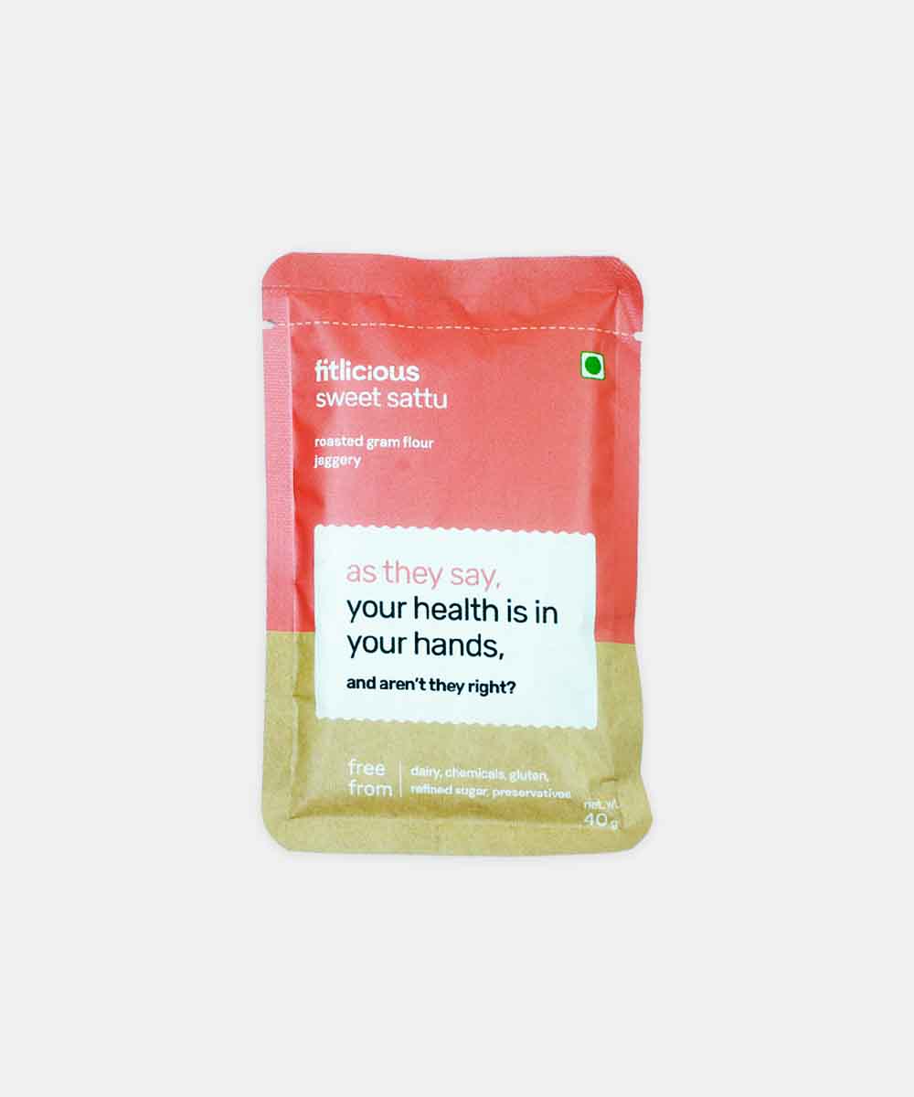 Fitlicious Sweet Sattu |With Jaggery Goodness | Dairy & Gluten Free | 8G Protein | 40G Sachet