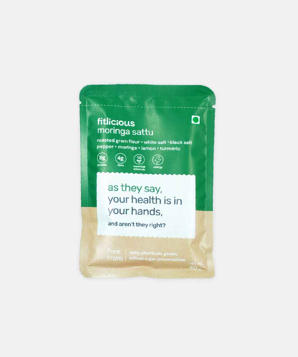Fitlicious Moringa Sattu | Superfood Boost| Dairy & Gluten Free | 8G Protein | 40G Sachet
