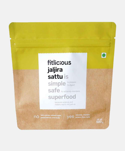 Fitlicious Jaljira Sattu | Dairy & Gluten Free | 8G Protein Per 40G | 500G