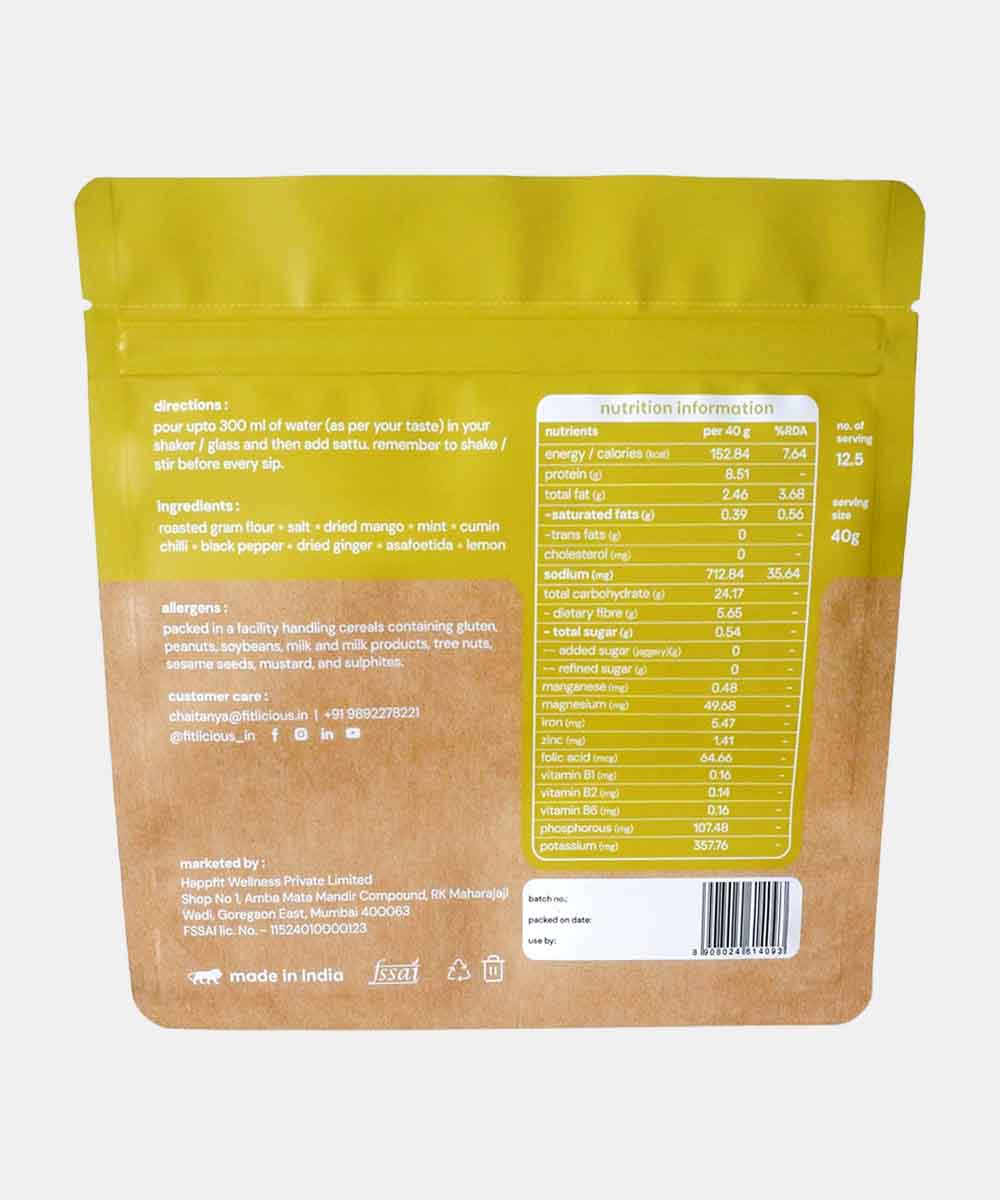 Fitlicious Jaljira Sattu | Dairy & Gluten Free | 8G Protein Per 40G | 500G