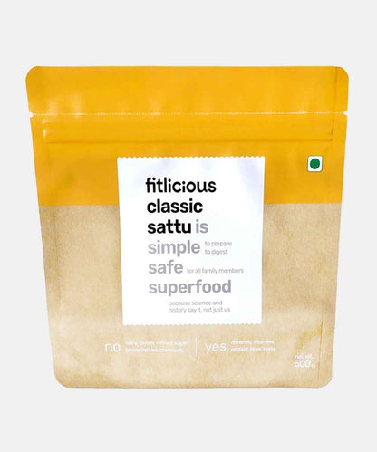 Fitlicious Classic Sattu | Dairy & Gluten Free | 8G Protein Per 40G | 500G