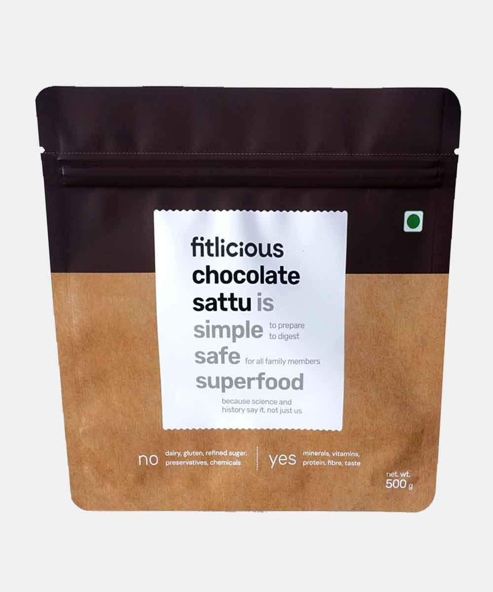 Fitlicious Chocolate Sattu | Dairy & Gluten Free | 6G Protein Per 40G | 500G