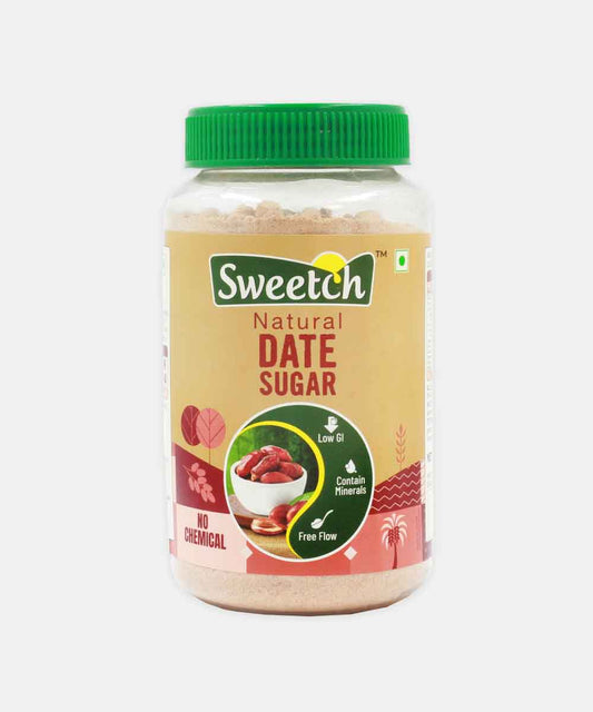 Sweetch Natural Date Sugar 350G Jar | Low Gi | No Preservatives | No Chemicals | Natural Sweetener Organic Date Powder For Baking, Desserts, Smoothies, & Coffee