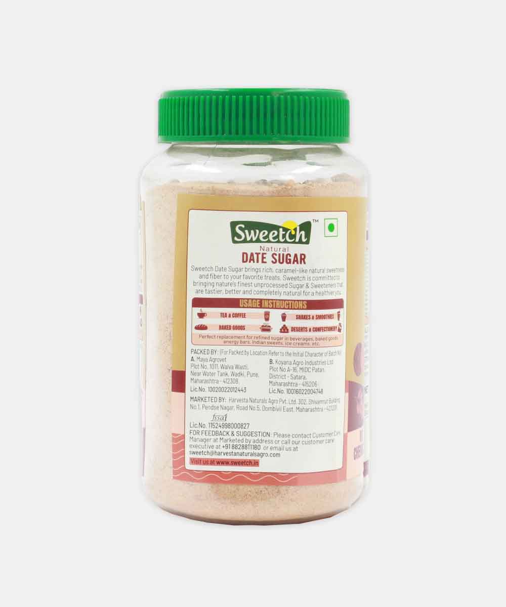 Sweetch Natural Date Sugar 350G Jar | Low Gi | No Preservatives | No Chemicals | Natural Sweetener Organic Date Powder For Baking, Desserts, Smoothies, & Coffee