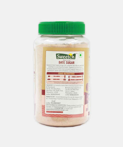 Sweetch Natural Date Sugar 350G Jar | Low Gi | No Preservatives | No Chemicals | Natural Sweetener Organic Date Powder For Baking, Desserts, Smoothies, & Coffee