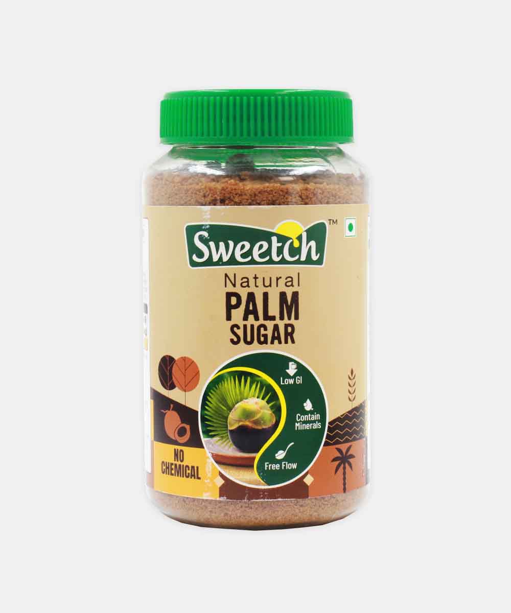 Sweetch Natural Palm Sugar 350 Gm Jar | Low Gi | Contains Minerals | Free Flow | No Chemicals | For Baking & Cooking