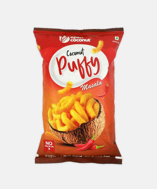 Open Coconut Puffy Masala Flavor 90 Gm | No Palm Oil | Baked | Gluten Free | Vegan Friendly