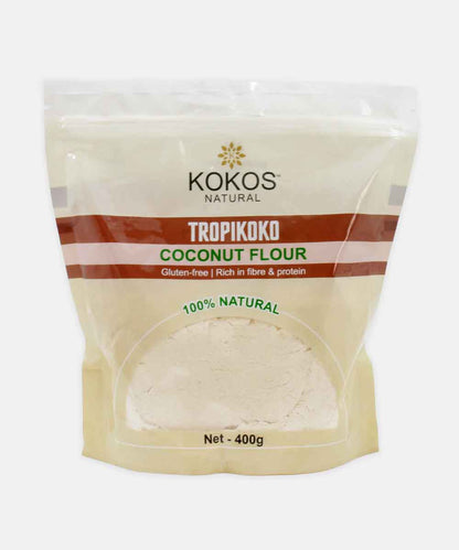 Kokos Natural Coconut Flour 400 Gm - Gluten-Free, High In Fiber & Protein, Ideal For Keto Diets, Supports Heart Health, Weight Loss & Digestion