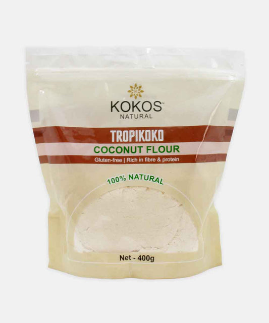 Kokos Natural Coconut Flour 400 Gm - Gluten-Free, High In Fiber & Protein, Ideal For Keto Diets, Supports Heart Health, Weight Loss & Digestion