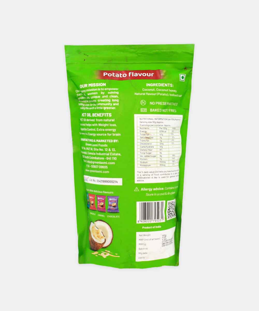 Open Coconut Potato Flavour Coconut Chips With Mct Oil 90 Gm | Baked | No Preservatives