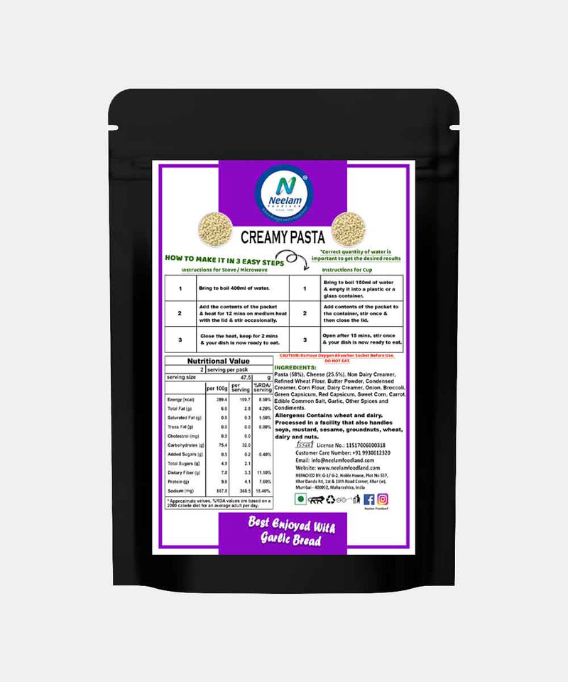 FREEZE DRIED CREAMY PASTA 100 GM