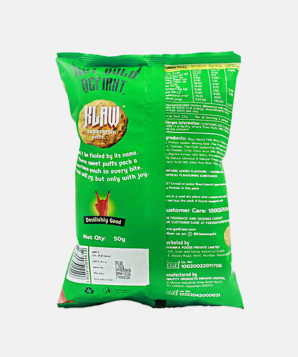 KLAW SUPERGRAIN PUFFS SWEET CHILLI FLAVOUR 50 GM