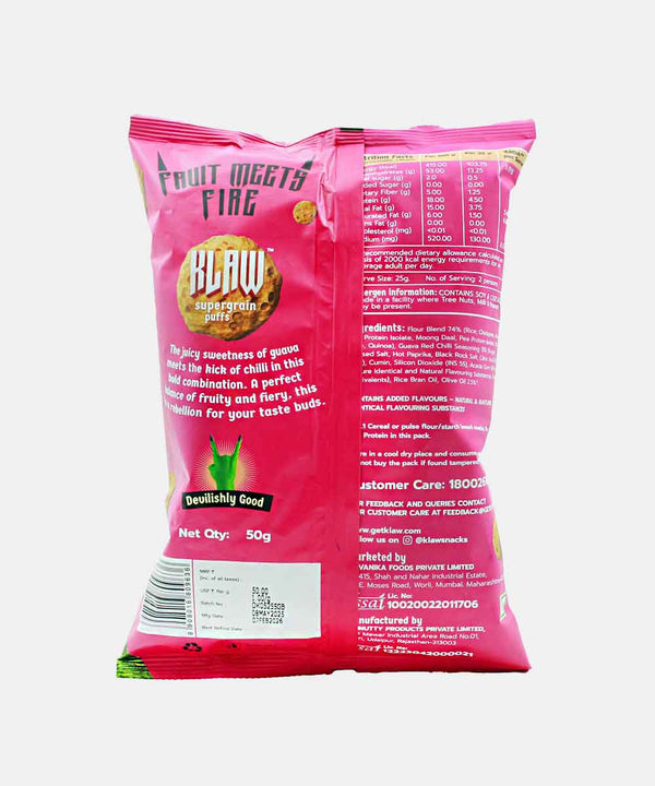 KLAW SUPERGRAIN PUFFS SPICY GUAVA FLAVOUR 50 GM