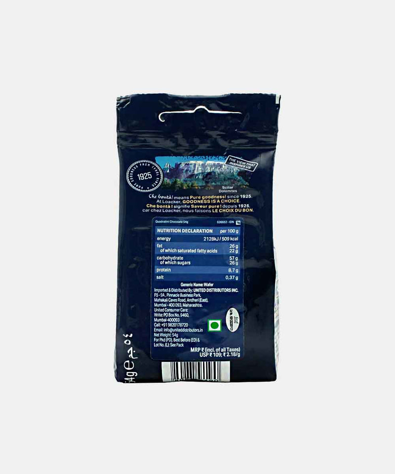 LOACKER QUADRATINI CHOCOLATE BITE SIZE WAFER BISCUITS 54 GM