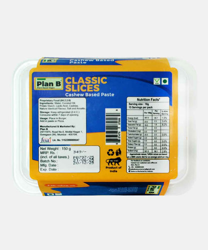 Plan B Plant Based Vegan Classic Cheese Slice 150 Gm