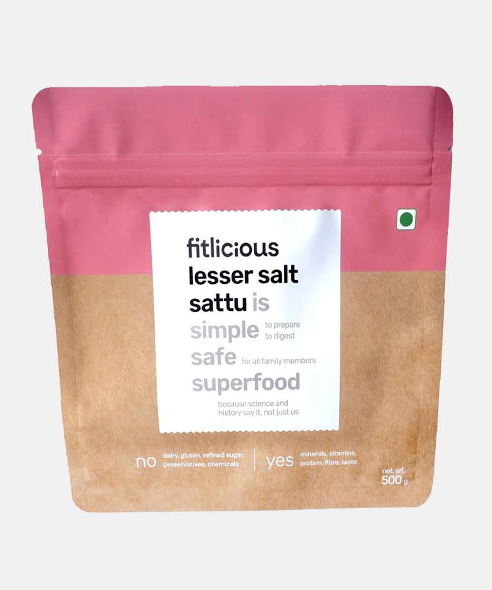 Fitlicious Lesser Salt Sattu | Dairy & Gluten Free | 8G Protein | 500 Gm