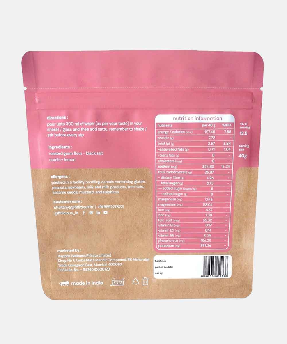 Fitlicious Lesser Salt Sattu | Dairy & Gluten Free | 8G Protein | 500 Gm