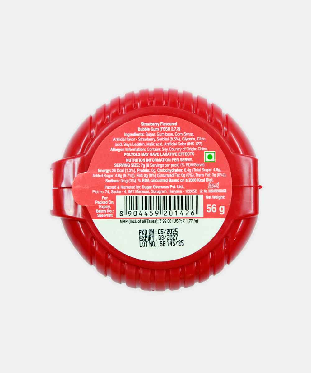 Poko Loko Bubble Tape Strawberry Flavour Gum 56 Gm