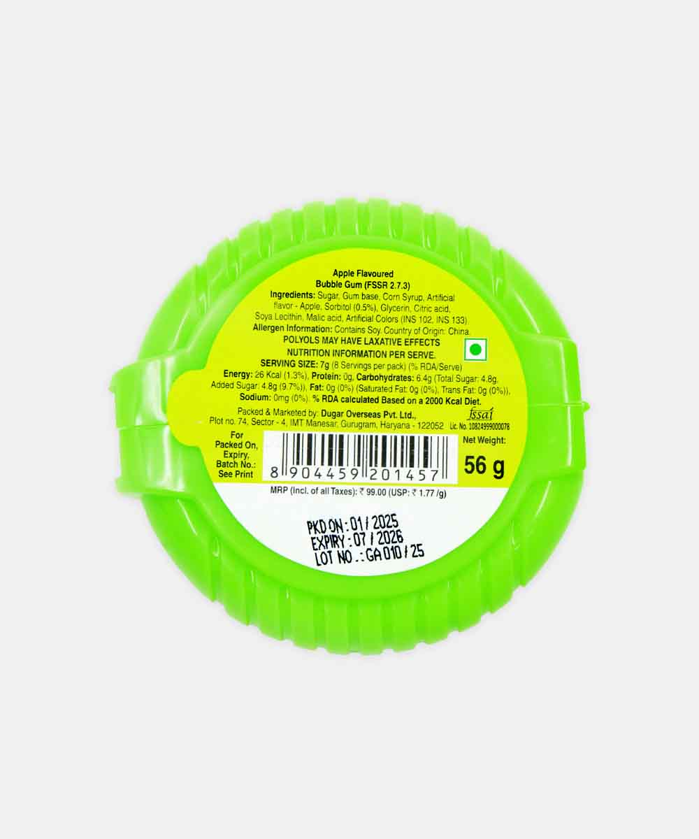Poko Loko Bubble Tape Green Apple Flavour Gum 56 Gm