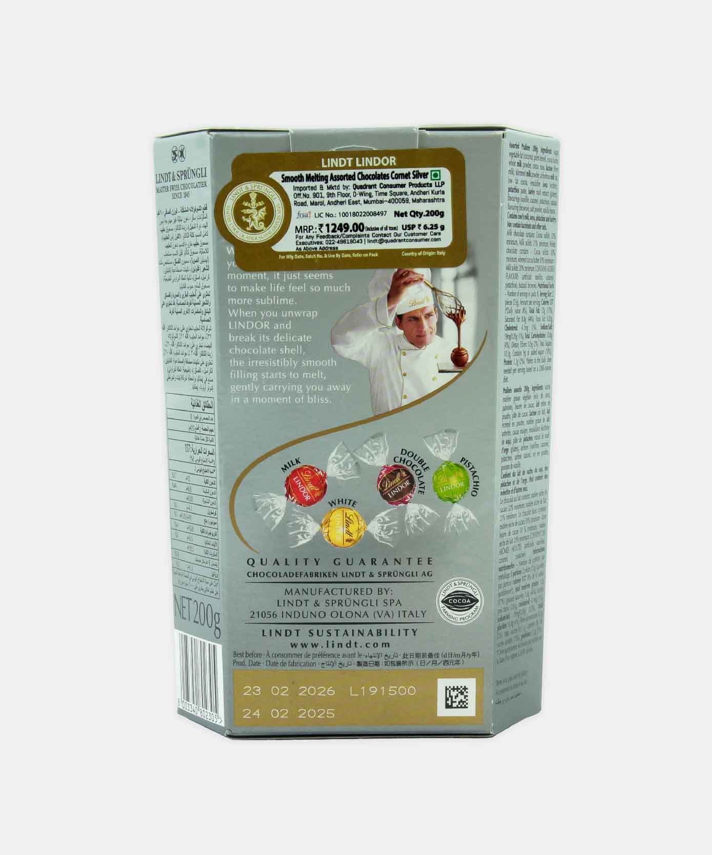Lindt Lindor Silver Cornet Assorted Chocolate 200 Gm