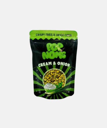 Pop Noms Crispy Freeze Dried Cream And Onion Corn Snack 30 Gm
