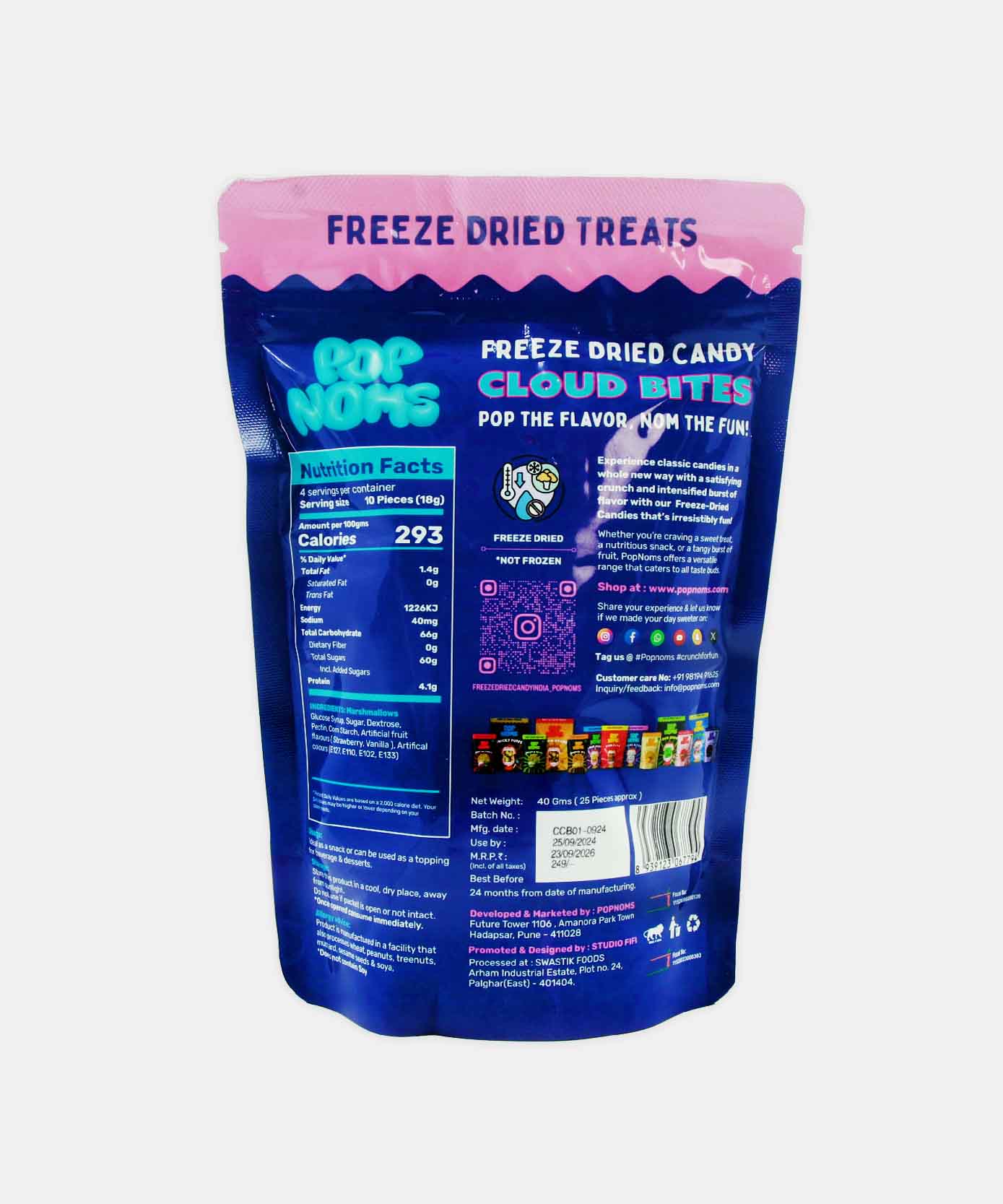Pop Noms Freeze Dried Marshmallows Cloud Bites 40 Gm