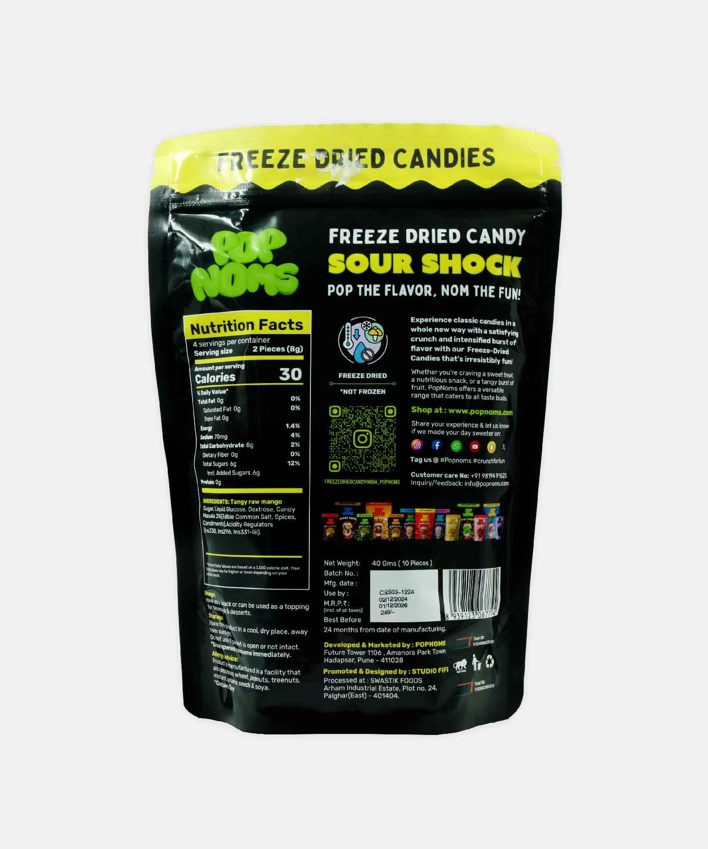 Pop Noms Freeze Dried Sour Shock 40 Gm