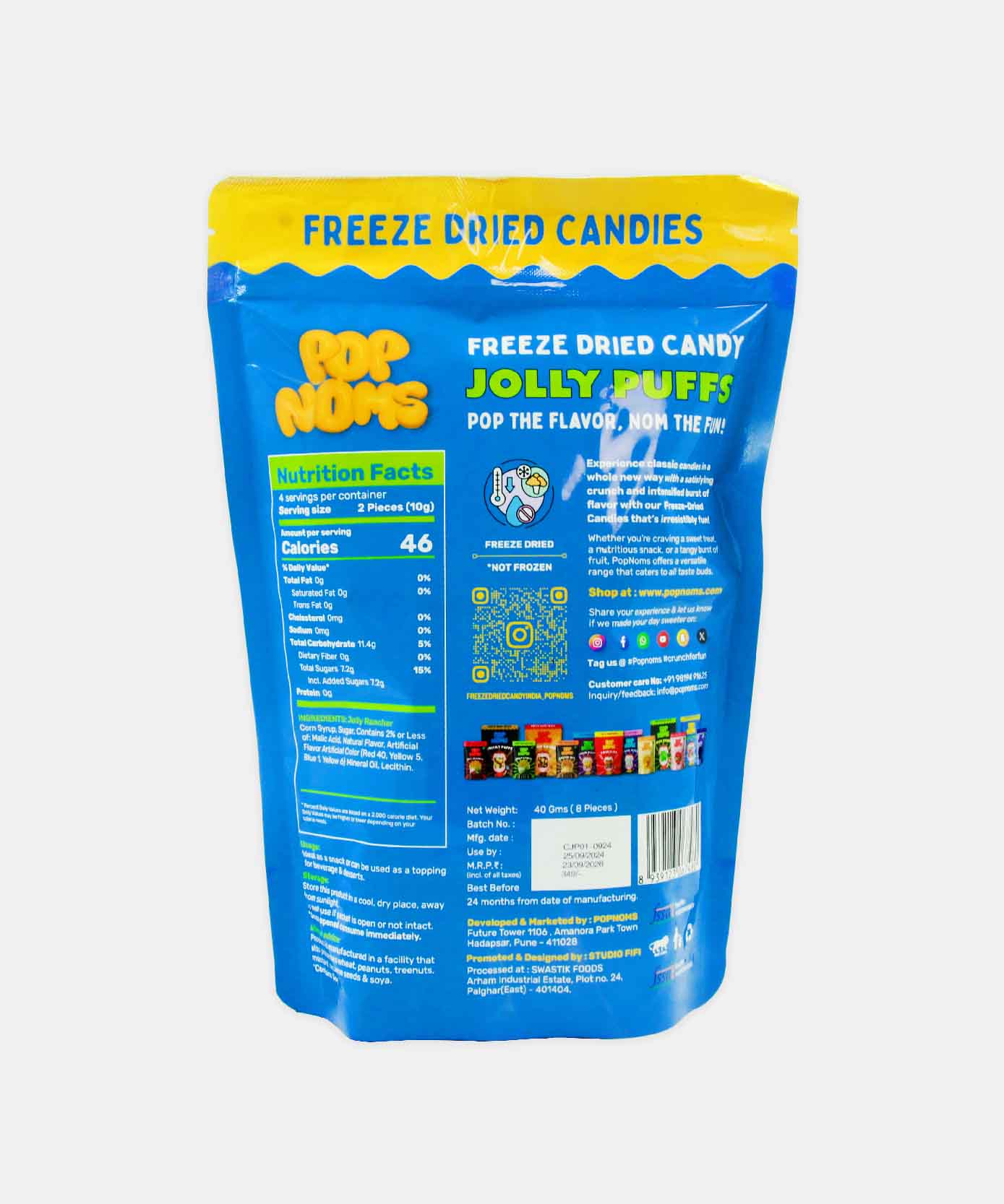 Pop Noms Freeze Dried Jolly Puffs 40 Gm