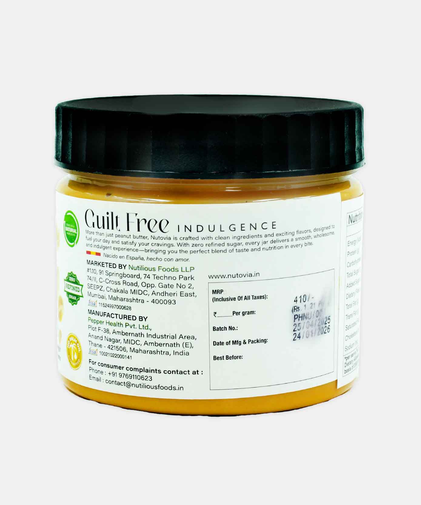 Nutovia Peanut Butter Creamy Pineapple 340 Gm