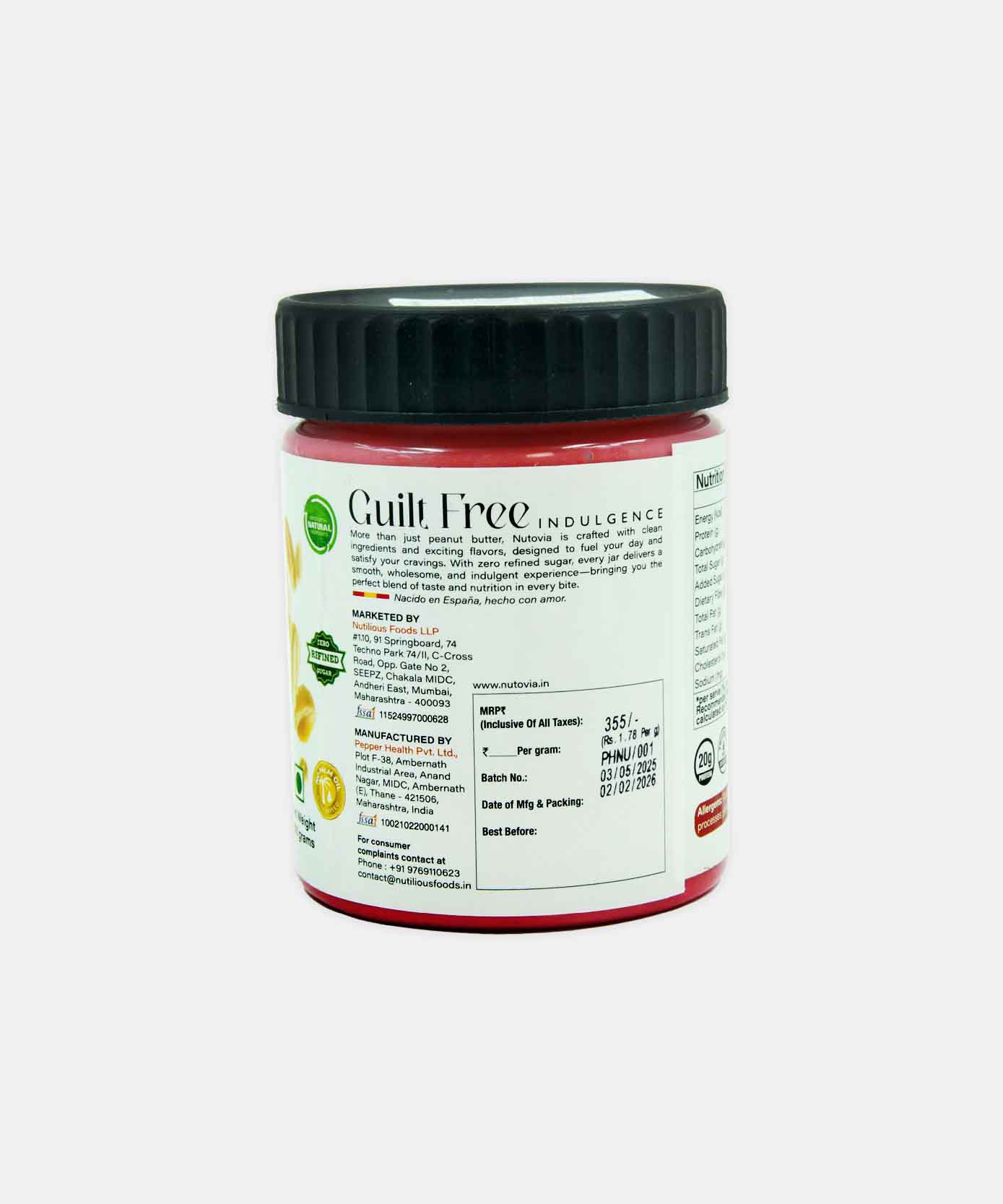 Nutovia Peanut Butter Creamy Strawberry 200 Gm