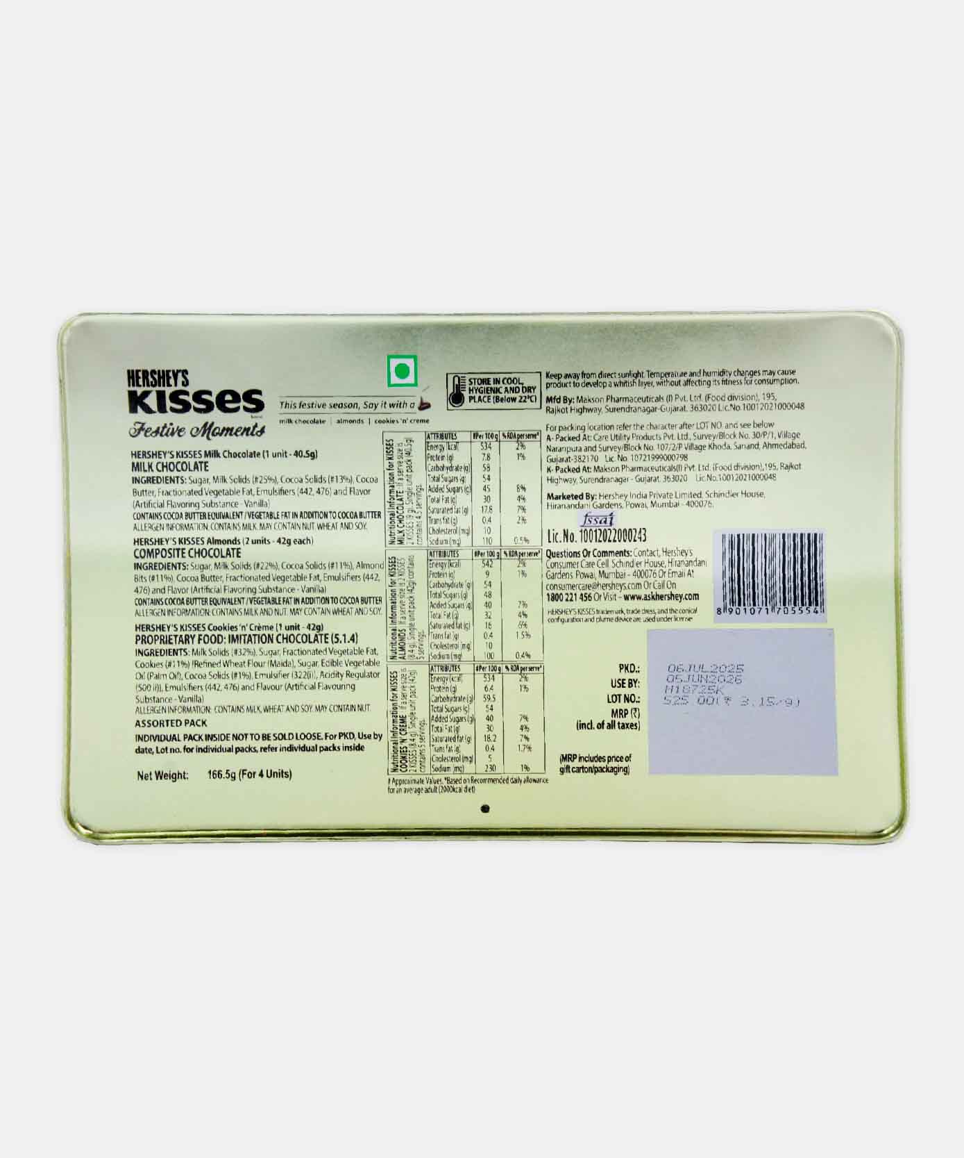 Hersheys Kisses Festive Moments 166.5 Gm