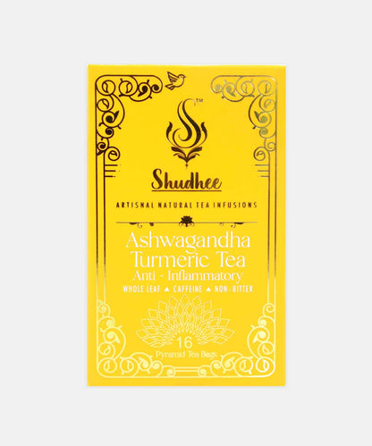 Shudhee Ashwagandha Turmeric Tea Anti-Inflammatory 16 Tea Bags 32 Gm