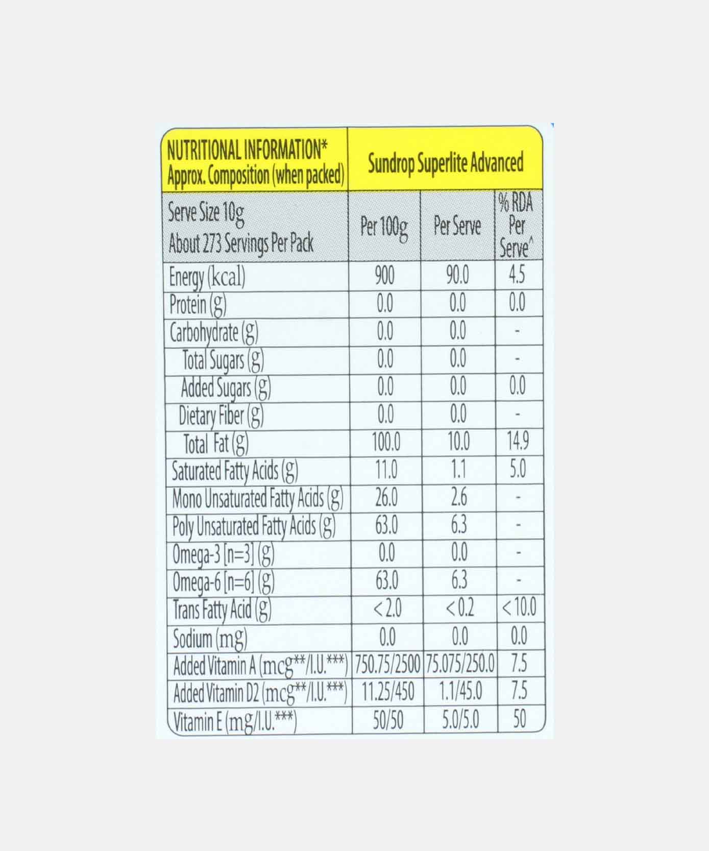 Sundrop Superlite Sunflower Oil 3 Ltr