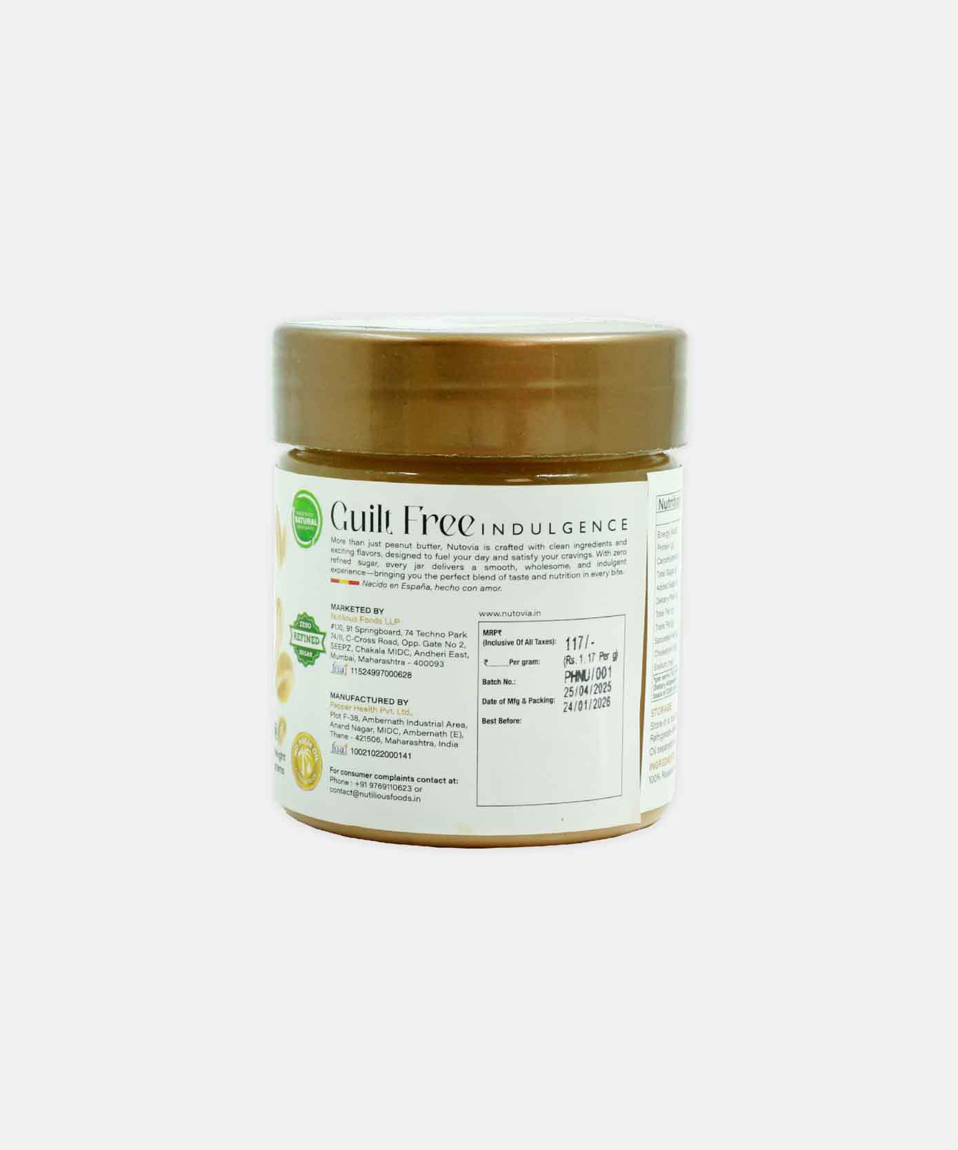 Nutovia Crunchy Peanut Butter 100 Gm