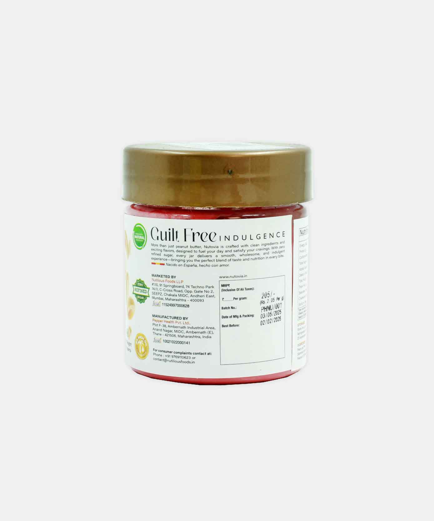 Nutovia Peanut Butter Creamy Strawberry 100 Gm